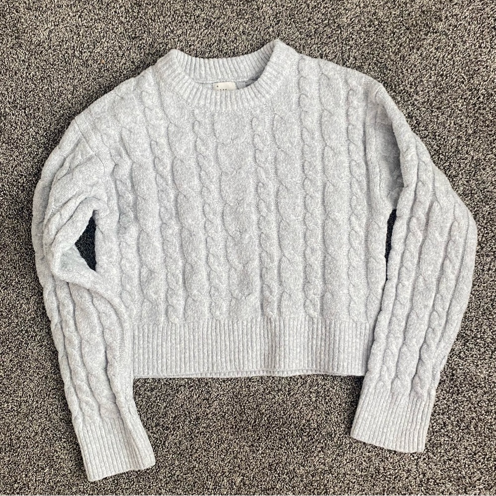 Cozy Gray Cable Knit Sweater